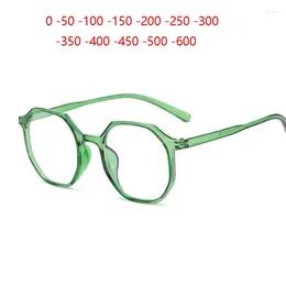 Sunglasses 0 -0.5 -1.0 -1.5 To -6.0 Fashionable Lightweight Student Finished Myopia Glasses Women Men Polygon Prescription Eyeglasses