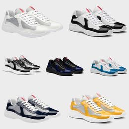 2024 Men Americas Cup Xl Leather Sneakers High Quality Patent Leather Flat Trainers Black Mesh Lace-up Casual Shoes Outdoor Runner Trainers Sport Shoes With Box Bag