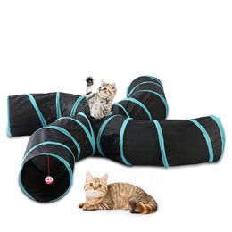 1pc Pet Cat Toy Funny Cat Tunnel 5/4/3/2 Holes Fldable Cat Toys Play Tubes Balls Interactive Cat Rabbit Animal Play Games Tunnel