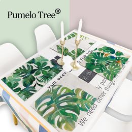 Plant Tree Pattern Kitchen Placemat Dining Table Mat Jungle Leaves Drink Coaster Mat Linen 42*32Cm Untersetzer Pad Bowl Cup Mats