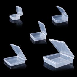 P82C Square Transparent Plastic Jewellery Storage Boxes Beads Crafts Case Containers