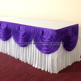 3M Long Ice Silk Table Skirt Tablecloth Skirting With Top Swag Drape For Wedding Event Party Decoration