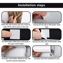Promotion! Self Adhesive & Wall Mount Paper Towel Holder & Dispenser,Kitchen Tissue Towel Holder Stand Under Cabinet-Silver