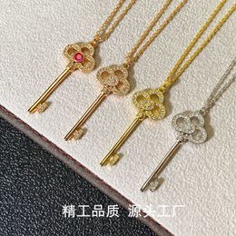 Light Luxury Earrings T Family V Gold High Edition Light Luxury Heart Crown Necklace Fashion Red Full Diamond Sweater Chain Key With Logo