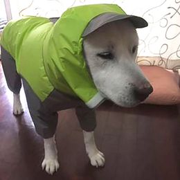 Dog Raincoat Waterproof Dog Suits Dot Rain Cape For Medium Big Dogs Hooded Jacket Poncho Pet Rain Coat Jumpsuit Outdoor Clothes