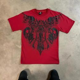 Hip Hop Skull Angel Oversized Short Sleeve T-shirt Men y2k Goth Harajuku Fashion couple casual vintage loose shirt 240328