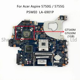 Motherboard P5WE0 LA6901P For Acer Aspire NV57 5750 5755 5750G Laptop Motherboard With HM65 GT520M/GT540M/GT610M/GT630M 1GB/2GB Video Card