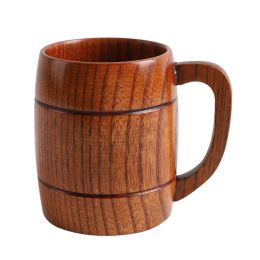 320ml Large Wooden Beer Mug Wood Cup Wooden Tankard Beer Stein Beautiful Tea Cup Barrel for Men Women Creative Coffee Mug