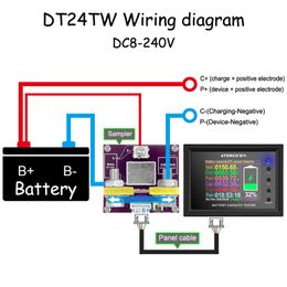 DC 8-240V 1000A Battery Tester Voltage Current RVS Metre Battery Coulomb Capacity Indicator