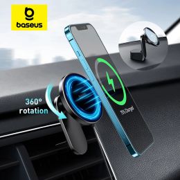 Chargers Baseus Magnetic Car Phone Holder Wireless Charger for Apple iPhone 15 14 13 12 11 Pro Max Wireless Charging Phone Holder Charger