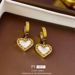 Titanium Steel Heart-shaped Hollow Earrings, Niche Fashion High-end Feel, Simple and Personalized New Versatile Earrings for Women