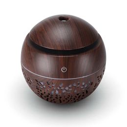 130ML Home Office Usb Aromatherapy Humidifier Air Aroma Essential Oil Diffuser Wood Grain Ultrasonic Air Diffuser With 7 Colours