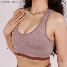 Yoga Outfits High strength shock-absorbing gathering underwear running fitness yoga suit tank top womens comfortable sports bra Y240410