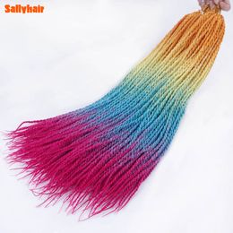 Sallyhair Synthetic Crochet Hair Braid 24 Inch Senegalese Twist Ombre Braiding Hair 30 Strands/Pcs Three Tone Blonde