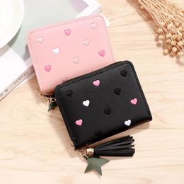 Wallets PU Leather Small Wallet Mini Card Bag Coin Purse Tassel Zipper Outdoor Portable Hand Girls Lovely Cute