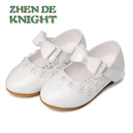 Sneakers Flower Children Girls White Red Patent Leather Princess Shoes For Little Girls School Bow Wedding Party Dance Dress Shoes Shoe