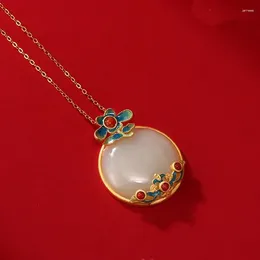 Pendant Necklaces Fashion Style White / Red Gem Flower Necklace Gold Plated Elegant Ladies Dinner Jewellery Accessories