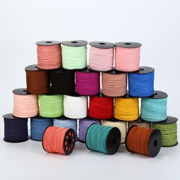 5yards/lot 2.6mm Flat Faux Suede Braided Cord Korean Velvet Leather Handmade Thread String Rope For DIY Jewellery Making Supplies