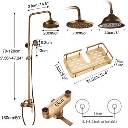 POIQIHY Rainfall Bathroom Shower Set Brass Antique Shower Mixers System Brass Handshower In Wall Shower Faucet Tap Single Handle