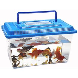 Portable Pet Breeding Box Transparent Tortoise Cylinder Goldfish Bowl Fish Tank Reptile square Box Random Colour