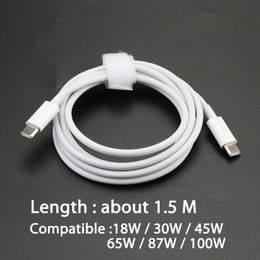 45W 65W 100W USB Type C to Type-C Connector Cable For Xiaomi Redmi Note 9 8 7 PD 5A Fast charging Cable For Samsung 1M 1.5M 2M