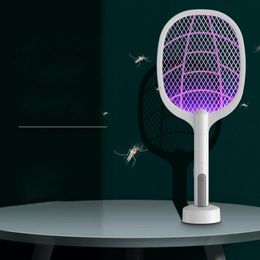 USB Electric Rechargeable Hand Held Swatter Repellent Bug Wasp Fly Pest Zapper Racket Inserts Killer Pest Control Products