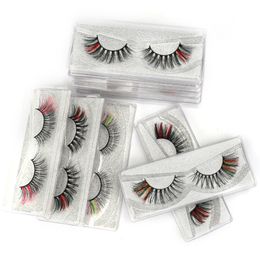 5/100 pcs Colour lashes wholesale 3D mink eye lashes natural fluffy Colourful false eyelashes extension