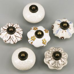 1x Ceramic Porcelain Handles for cabinet Kitchen Dresser Drawer Pulls door knob Antique Decorative Hardware
