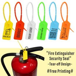 100 Custom Fire Extinguisher Valve Seals Personalized Plastic Disposable Security Beaded Extintor Sign Label Tag Seal 230mm/9.1"