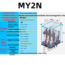 10 PCS,8/11/14Pin,With Base,DPDT,Miniature Coil Generalelectromagnetic Intermediate Relay,5A,Electrical Equipment Control Switch