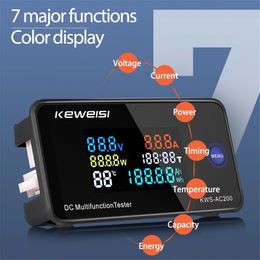 DC 0-200V 10A 50A 100A Voltmeter Ammeter Power Energy Meter LED Digital DC Wattmeter Electric Meter with Reset Function