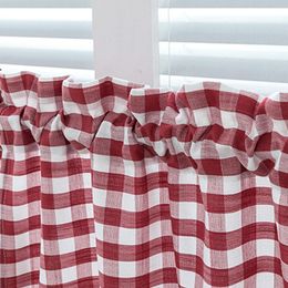 Short Curtain Through the Rod Kitchen Window Plaid Short Curtain Lace Valance Through Rod Drape Home Decor Bedroom Home Kitchen