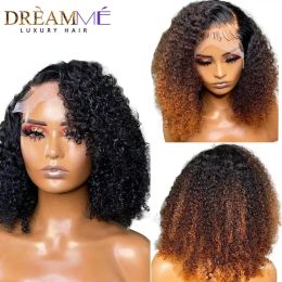 Kinky Curly 13x6 Lace Front Human Hair Wigs For Black Women Deep Curly Transparent 360Lace Frontal Wigs 150% Brazilian Remy Hair