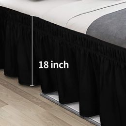 As Expected 18 Inch High Solid Colour Wrap Around Ruffled Bed Skirt with Adjustable Elastic Belt Wrinkle & Fade Resistant Fabric