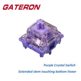 Accessories GATERON Purple Crystal Switch 5 Pin Linear 40g Force Extended Stem High Gloss Translucent Top DIY Hotswap Mechancial Keyboard