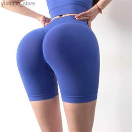 Yoga Outfits 3 Leica Seamless Butt Scrunch Athletic Sport Shorts Women Colorful Tummy Control Training Gym Fitness Biker Shorts Y240410