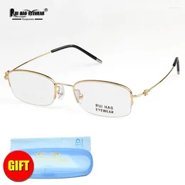 Sunglasses Frames Unisex Eyeglasses Frame Half Rimless Glasses Superfine Optical Spectacles High Elasticity Alloy Temple Design 8593