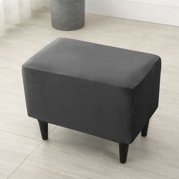 Elastic Ottoman Stool Cover Velvet Rectangle Footstool Covers Stretch Sofa Armchair Footrest Slipcover for Living Room Furniture