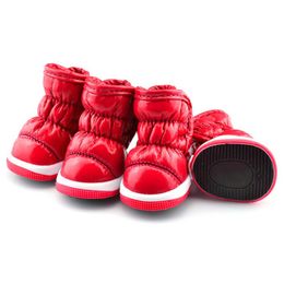 Waterproof Dog Shoes Winter Warm Fleece Dog Snow Boots Anti-Slip for Small Dogs Puppy Chihuahua York Teddy Rain Booties 4Pcs/Set