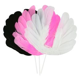 1Pcs Angel Wing Feather Cake Topper Cute Doll Cupcake Topper For Home Weding Birthday Party Flamingo Cake Decor Baby Shower Gift