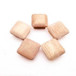 Wooden Drawer Knobs Cabinet Pulls Square Natural Wood Furniture Handles Single Hole Dressing Table Closet Door Knob with Screws