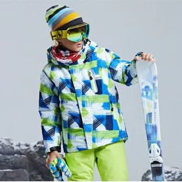 -30 winter Children brand ski jacket boy girl kids skiing snowsuit Waterproof outdoor sports jacket clothes teen 12 14 NEW parka