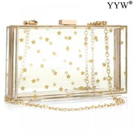 Evening Bags Elegant Women Star Acrylic Clutch Bag Box Shoulder Sequined Transparent Fashion Design For Ladies Party Wedding Female Purse