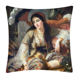 Pillow Woman Girl Portrait Painting Cover European Oil Art Decorative Pillows For Sofa 45X45cm