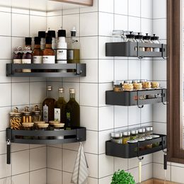 Black Bathroom Shelf Corner Basket Space Aluminum Bathroom Shower Room Shelf Kitchen Storage Rack Wall Mounted Black/White