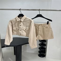 24ss Women Designer Two Piece Pants Sets Outfit Suits With Letter Embroidered Girls Milan Runway Brand Jersey Outwear Crop Top Jacket Coat Bomber And Shorts Pants