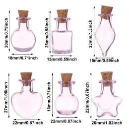 5x Pink Mini Glass Cork Stopper Small Empty Sample Jars With Cork Decorative Wish Glass Bottles Wedding Party Storage Containers