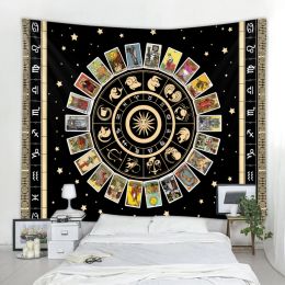 Viking Mystic Symbols Tarot Home Decor Tapestry Psychedelic Scenes Hippie Boho Wall Hanging Room Wall Decor Yoga Mat Sheets