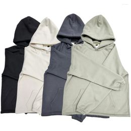 Men's Hoodies Fashion Oversized Hip Hop Solid Colour Drop Shoulder Loose Fit Fleece Sweatshirt Hooded Pullover Hoody Tops