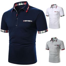Men T-shirt Men Short Sleeve T-shirt Plaid matching T-shirt Business Wear Clothing Casual Fashion Men Tops 240401